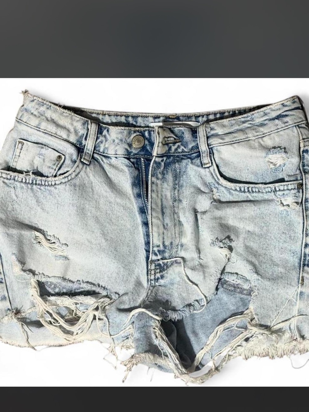 Zara Light Wash Distressed Men’s Denim Shorts